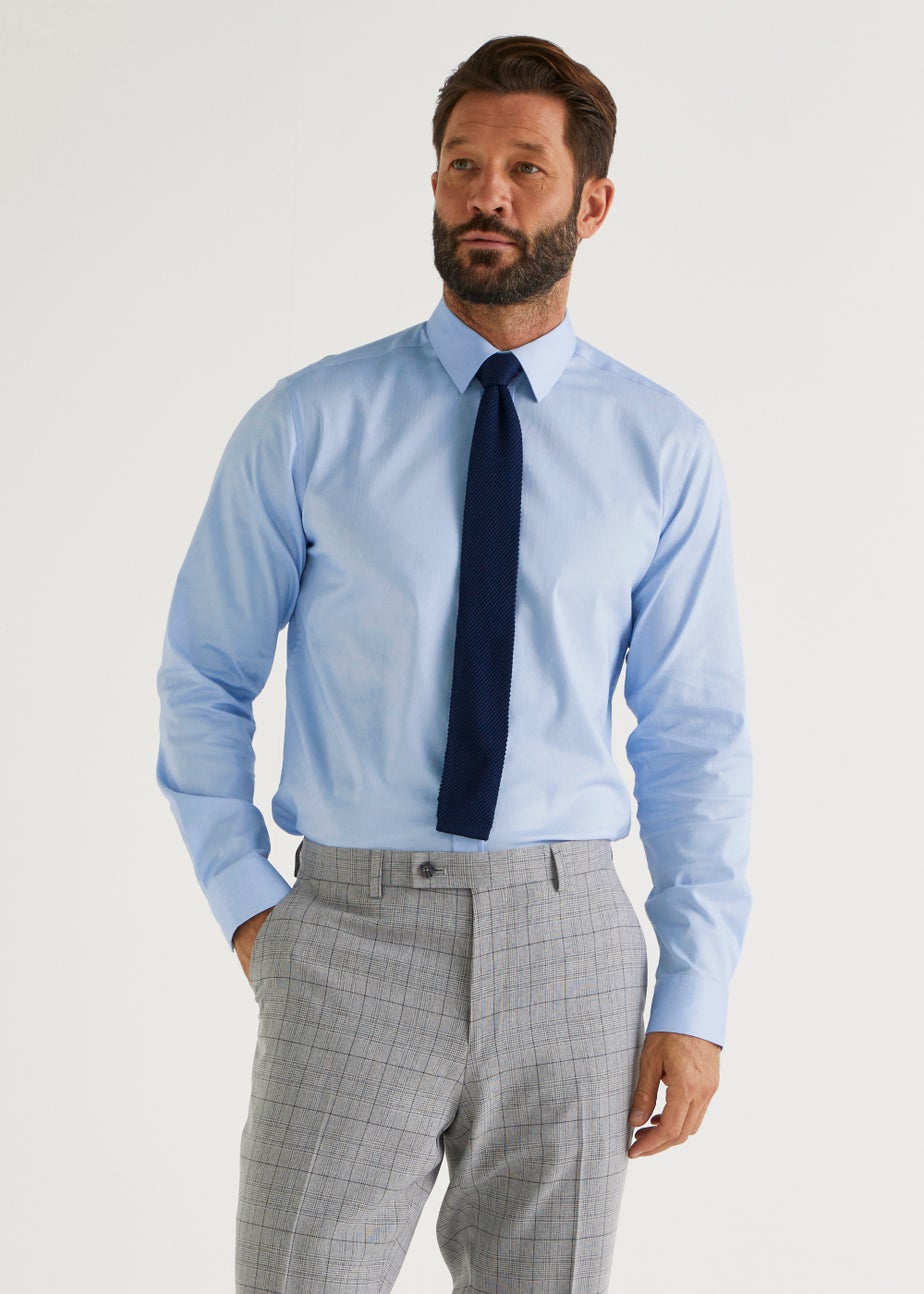 Taylor & Wright Blue Herringbone Regular Fit Shirt