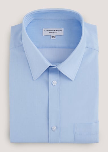 Taylor & Wright Blue Herringbone Regular Fit Shirt