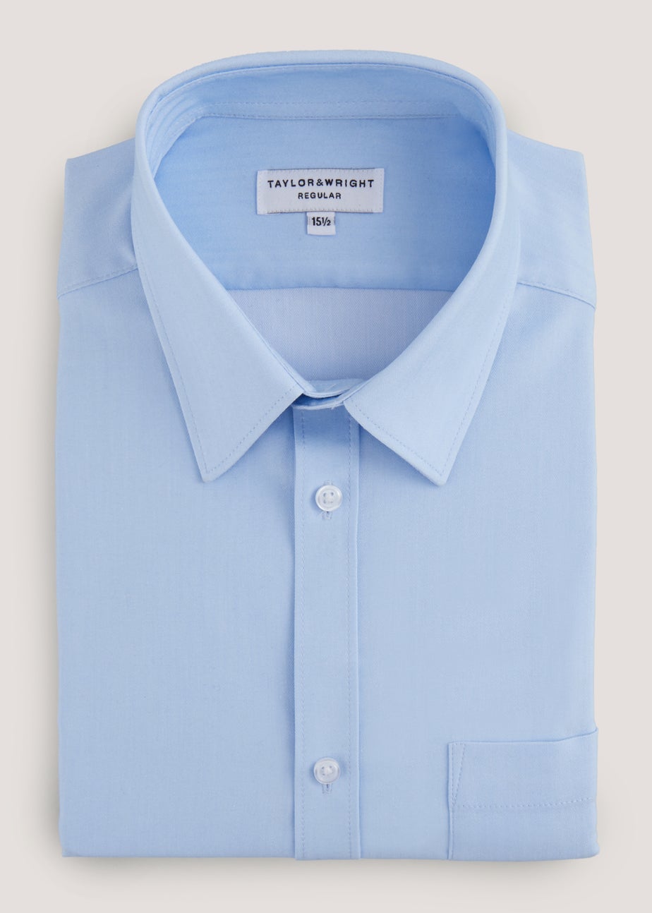 Taylor & Wright Blue Herringbone Regular Fit Shirt