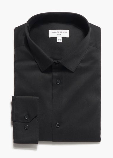 Taylor & Wright Black Poplin Slim Fit Shirt
