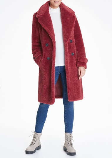 Pink Teddy Fleece Double Breasted Coat