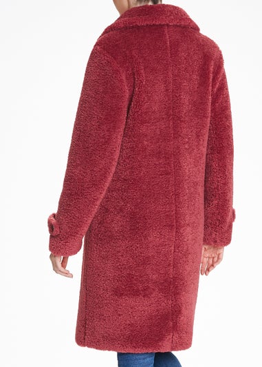 Pink Teddy Fleece Double Breasted Coat