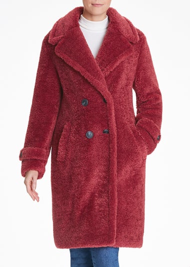 Pink Teddy Fleece Double Breasted Coat