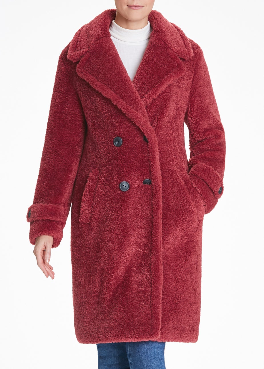 Pink Teddy Fleece Double Breasted Coat