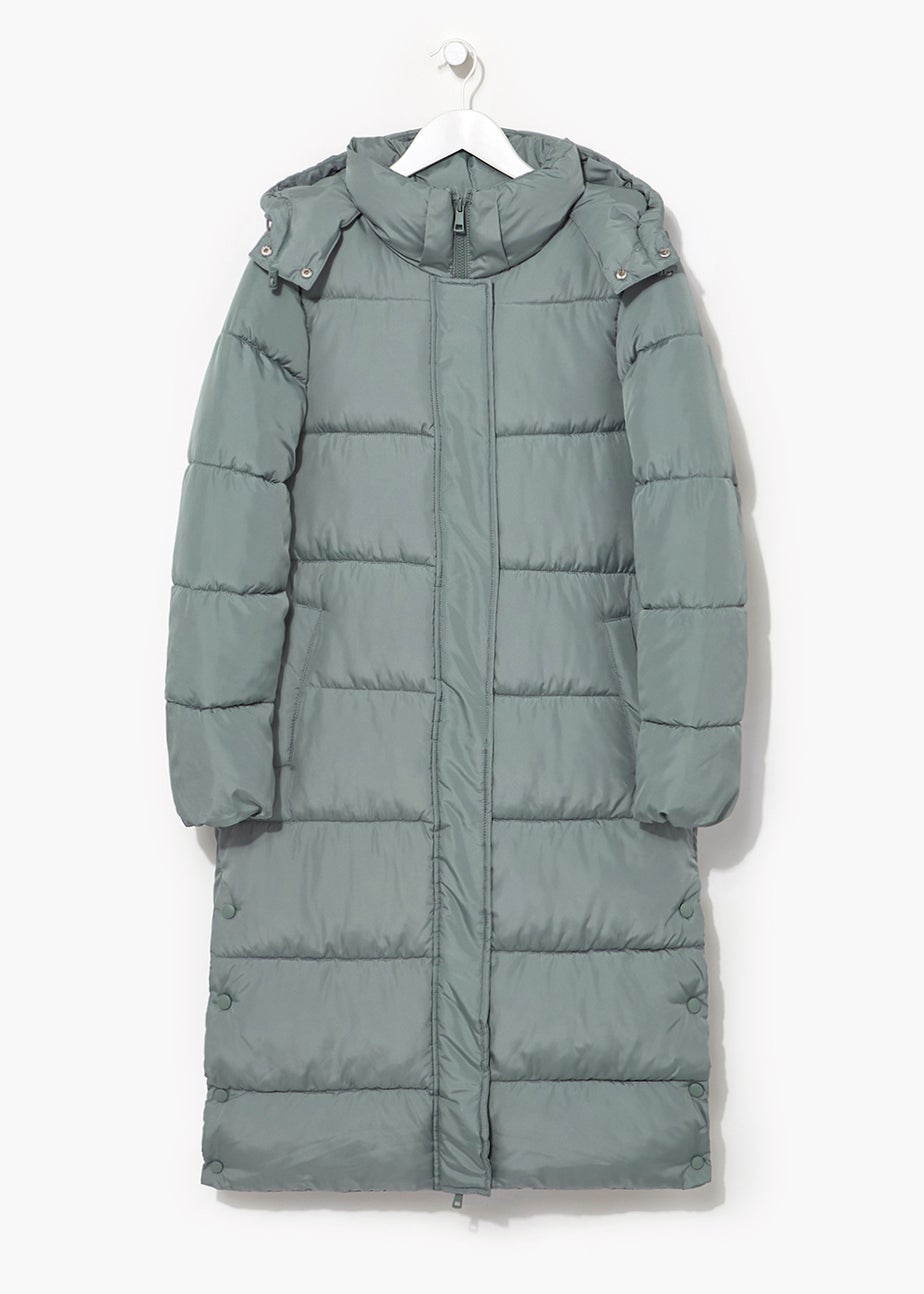 Green Super Long Padded Coat