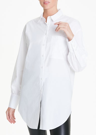 White Longline Cotton Shirt
