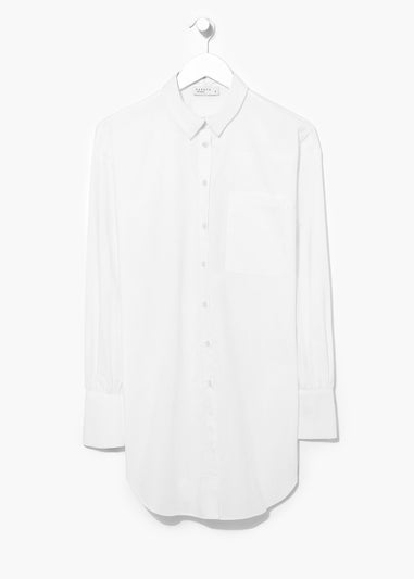 White Longline Cotton Shirt