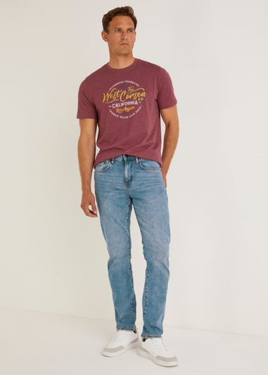 Mid Wash Stretch Slim Fit Jeans