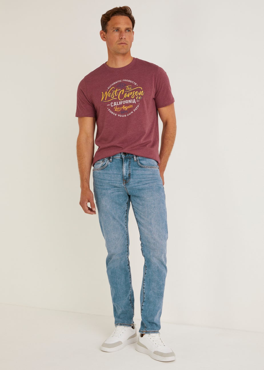 Mid Wash Stretch Slim Fit Jeans