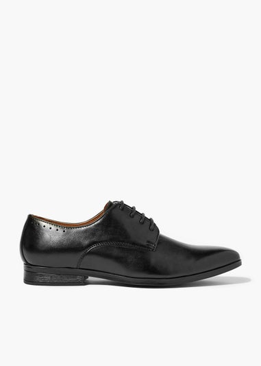 Black Faux Leather Derby Shoes