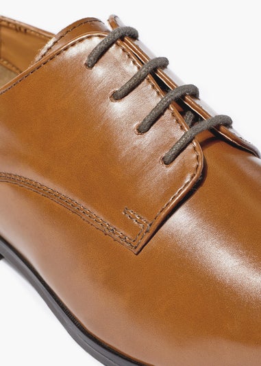 Tan Faux Leather Derby Shoes