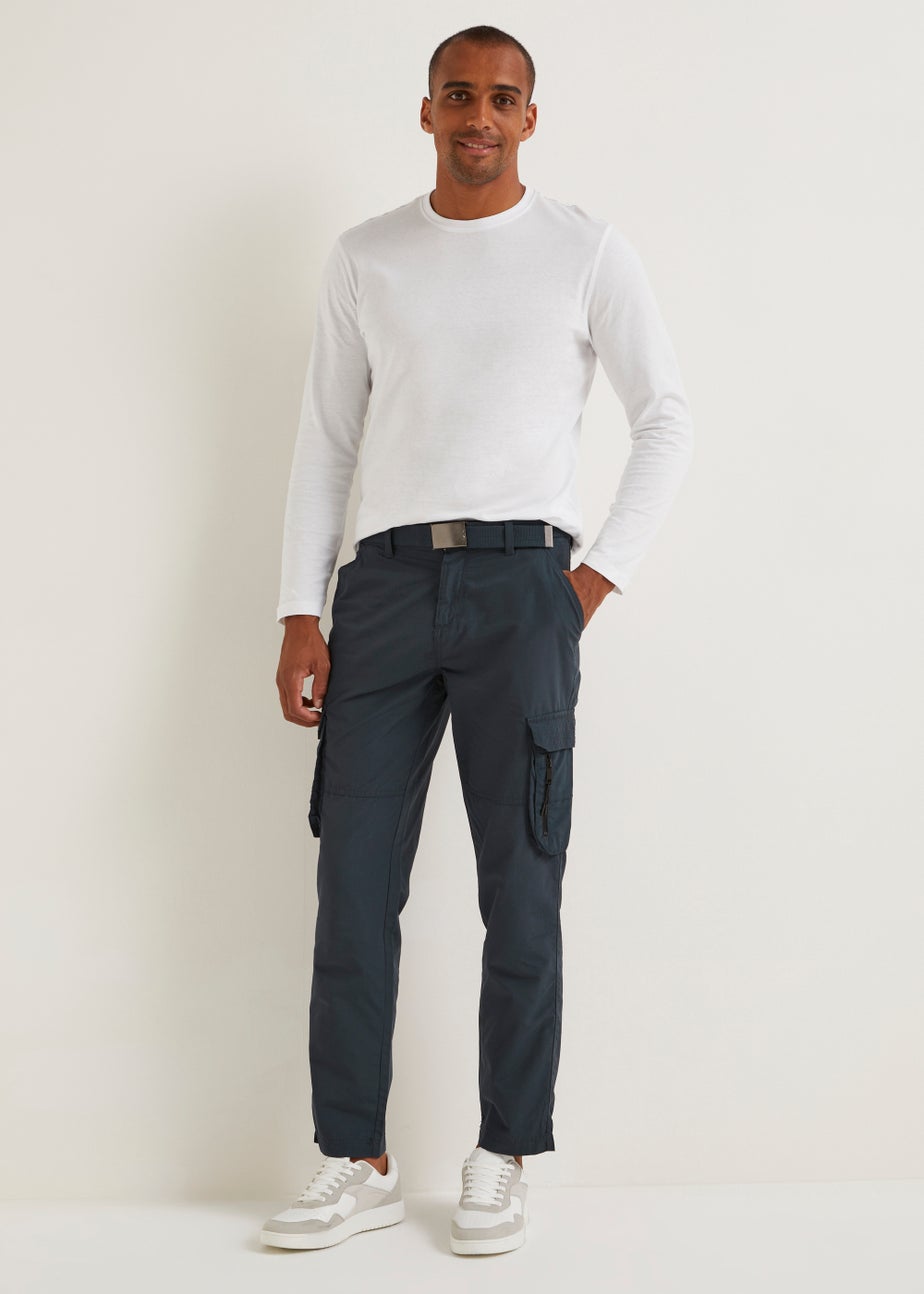 Navy Belted Utility Cargo Trousers