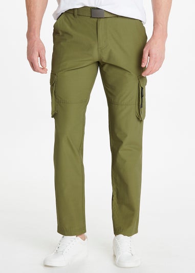 Khaki Belted Utility Cargo Trousers