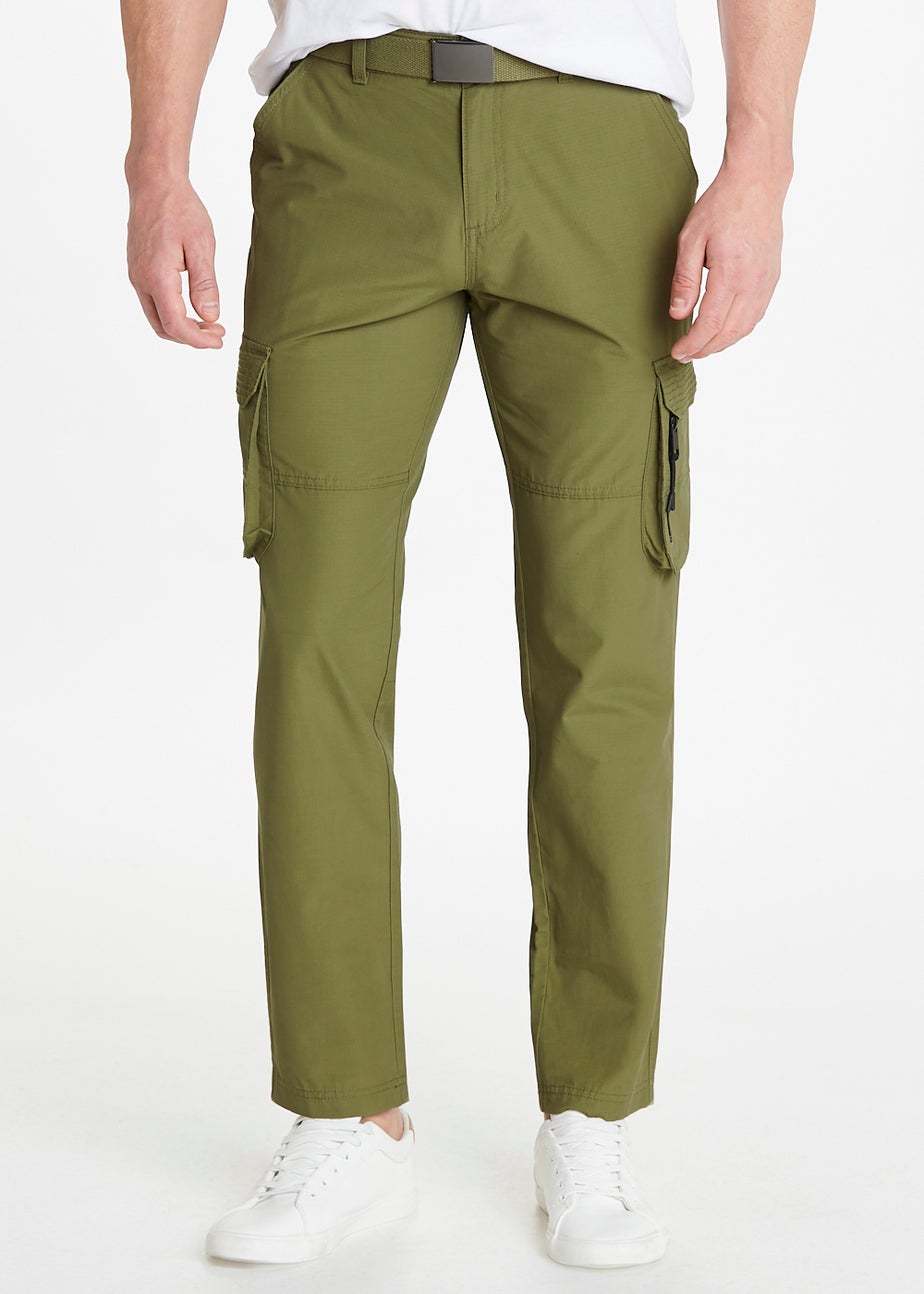 Khaki Belted Utility Cargo Trousers
