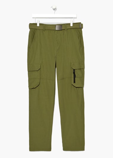 Khaki Belted Utility Cargo Trousers