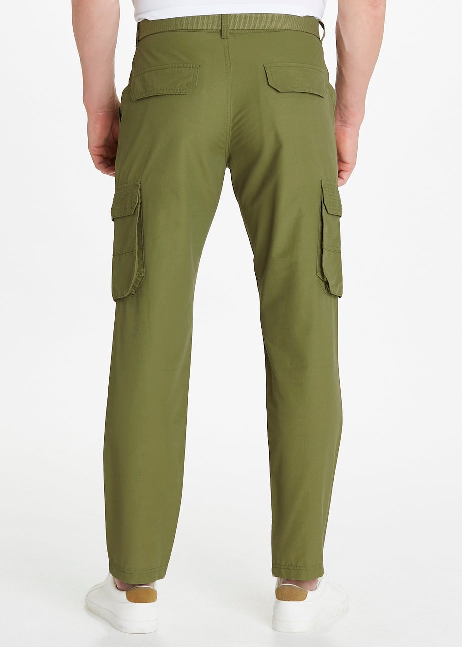 Khaki Belted Utility Cargo Trousers