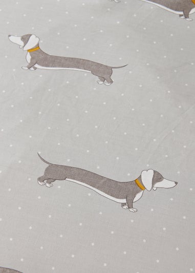 Grey Sausage Dog Duvet Cover