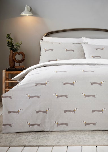 Grey Sausage Dog Duvet Cover