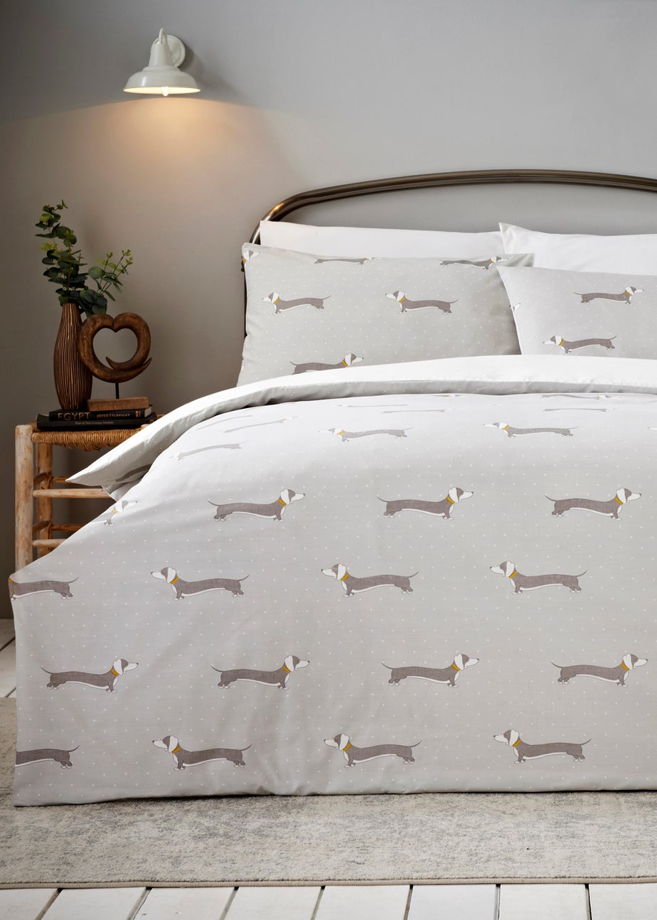 Grey Sausage Dog Duvet Cover