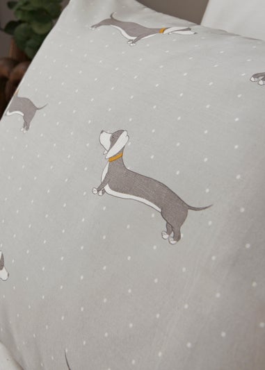 Grey Sausage Dog Duvet Cover