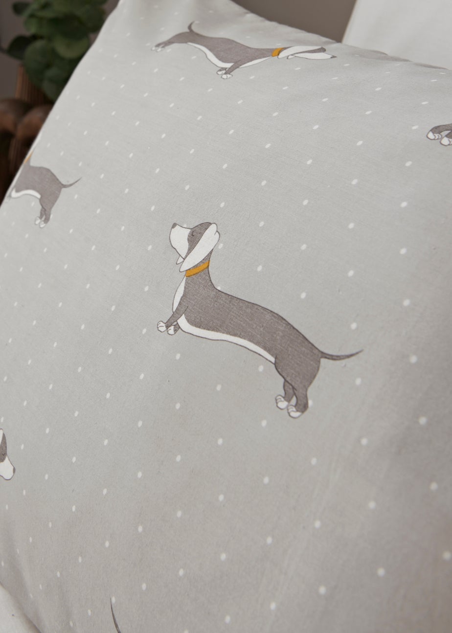Grey Sausage Dog Duvet Cover