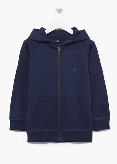 Boys Navy Waffle Zip Up Hoodie (4-15yrs)