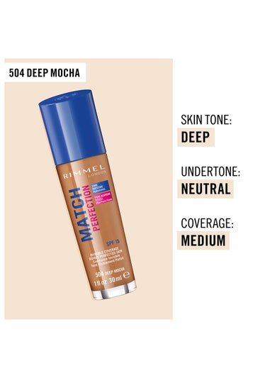 Rimmel London Match Perfection Foundation - Deep Mocha (30ml)