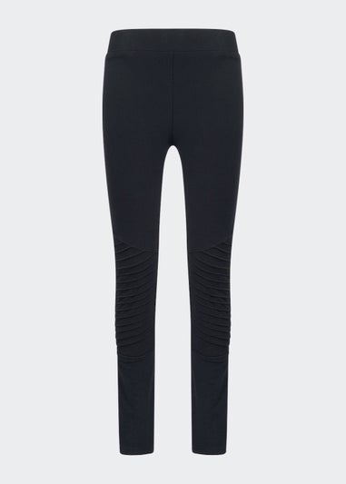 Black Denim Biker Leggings