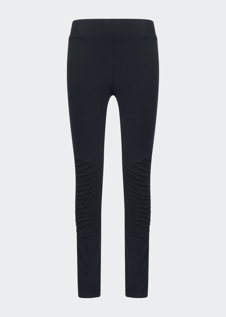 Black Denim Biker Leggings