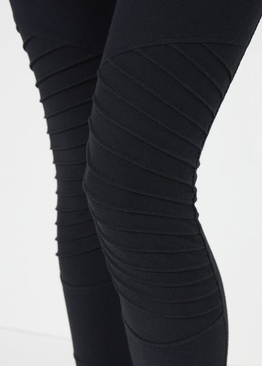 Black Denim Biker Leggings