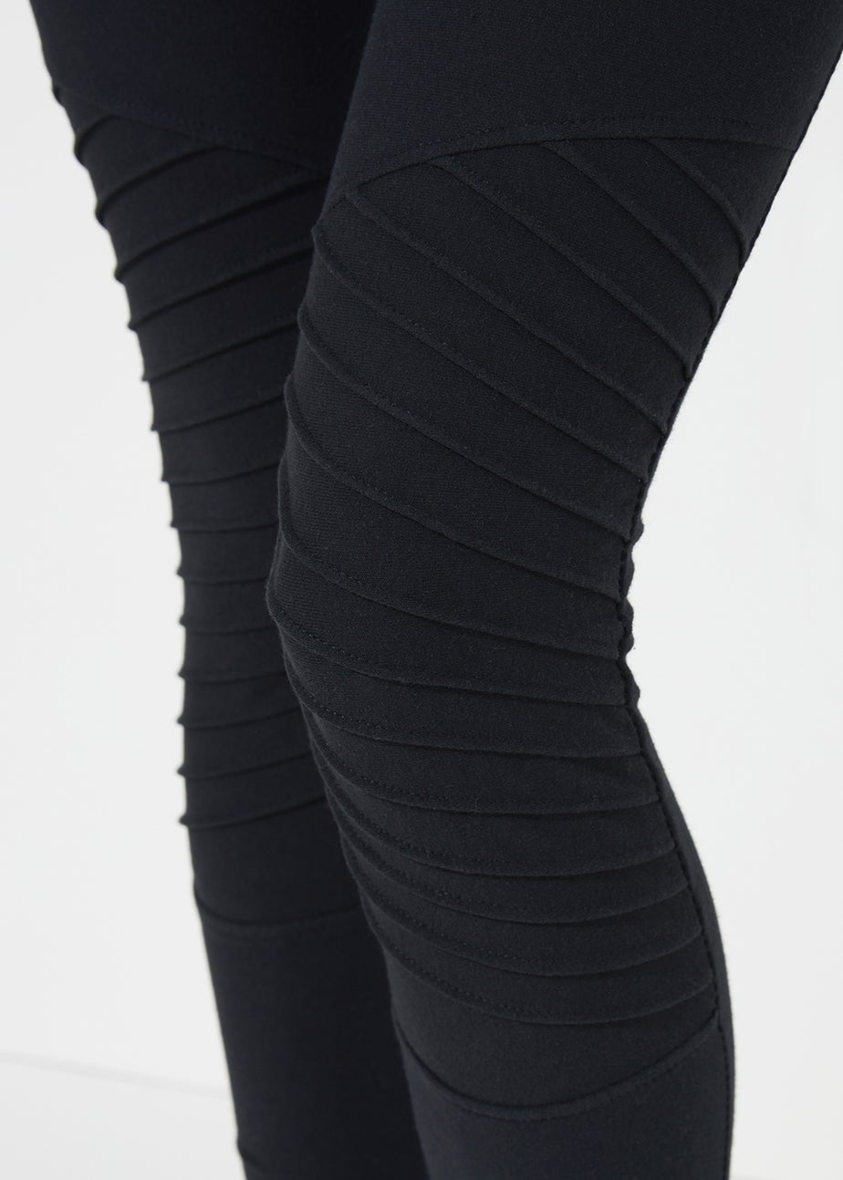 Black Denim Biker Leggings