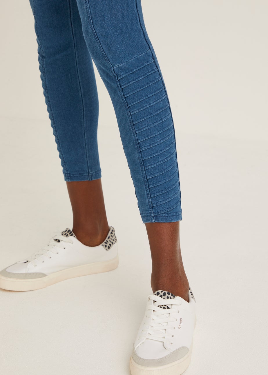 Blue Denim Biker Jeggings