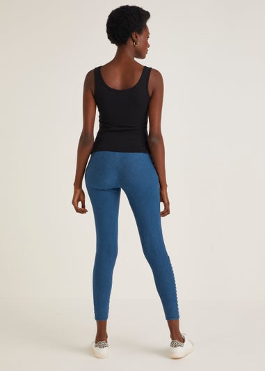 Blue Denim Biker Jeggings