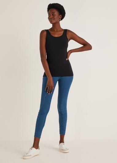 Blue Denim Biker Jeggings