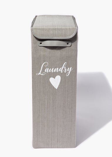 Grey Narrow Laundry Basket (40cm x 21cm x 60cm)
