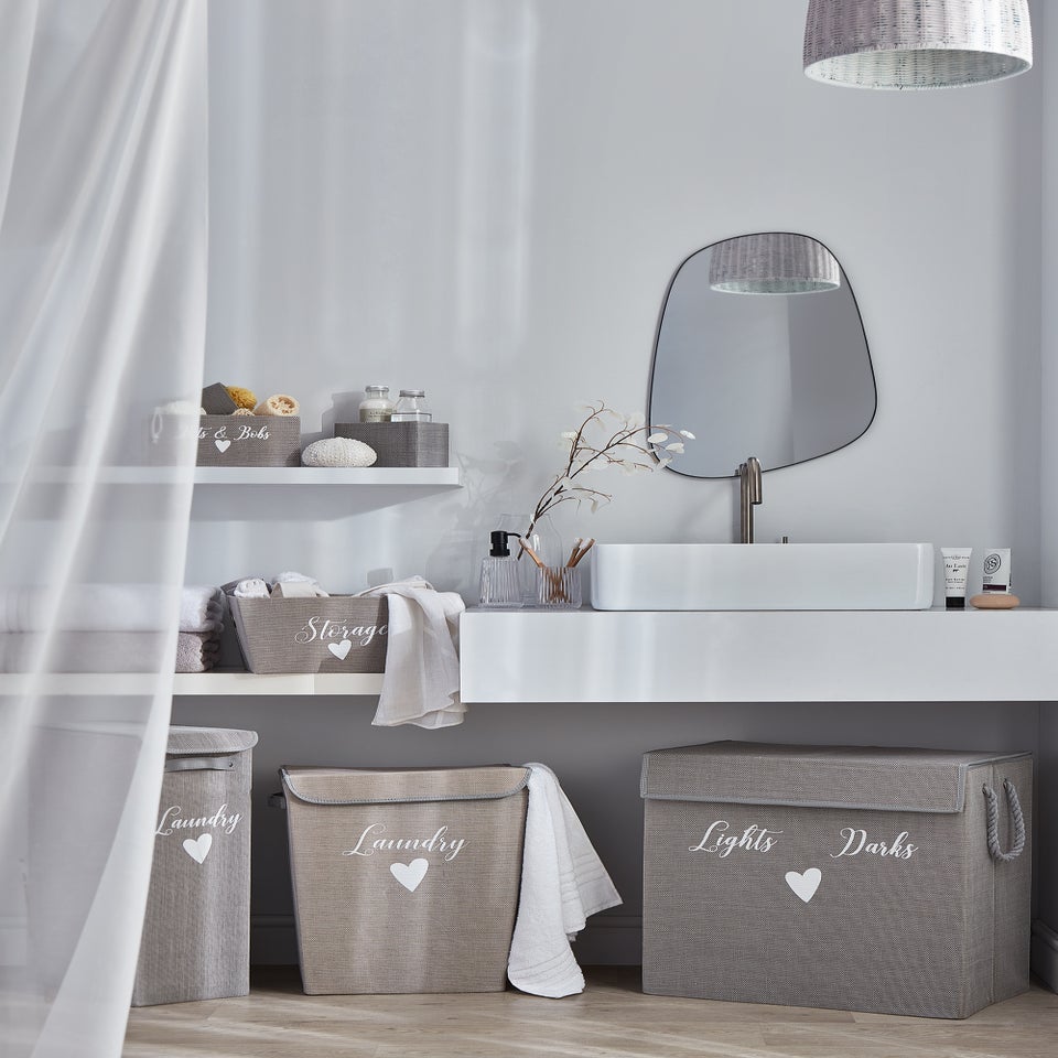 Grey Narrow Laundry Basket (40cm x 21cm x 60cm)