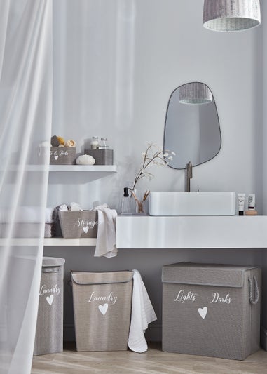 Grey Narrow Laundry Basket (40cm x 21cm x 60cm)