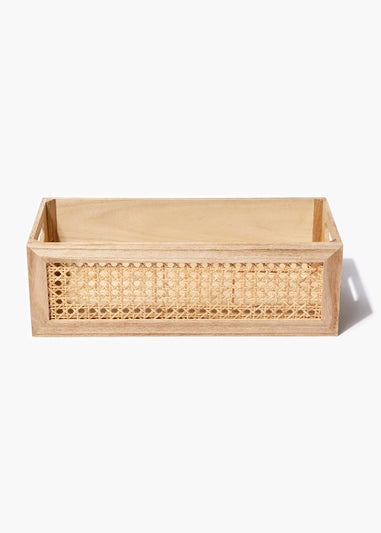 Wooden Cane Bathroom Storage Tray (40cm x 18cm x 13cm)