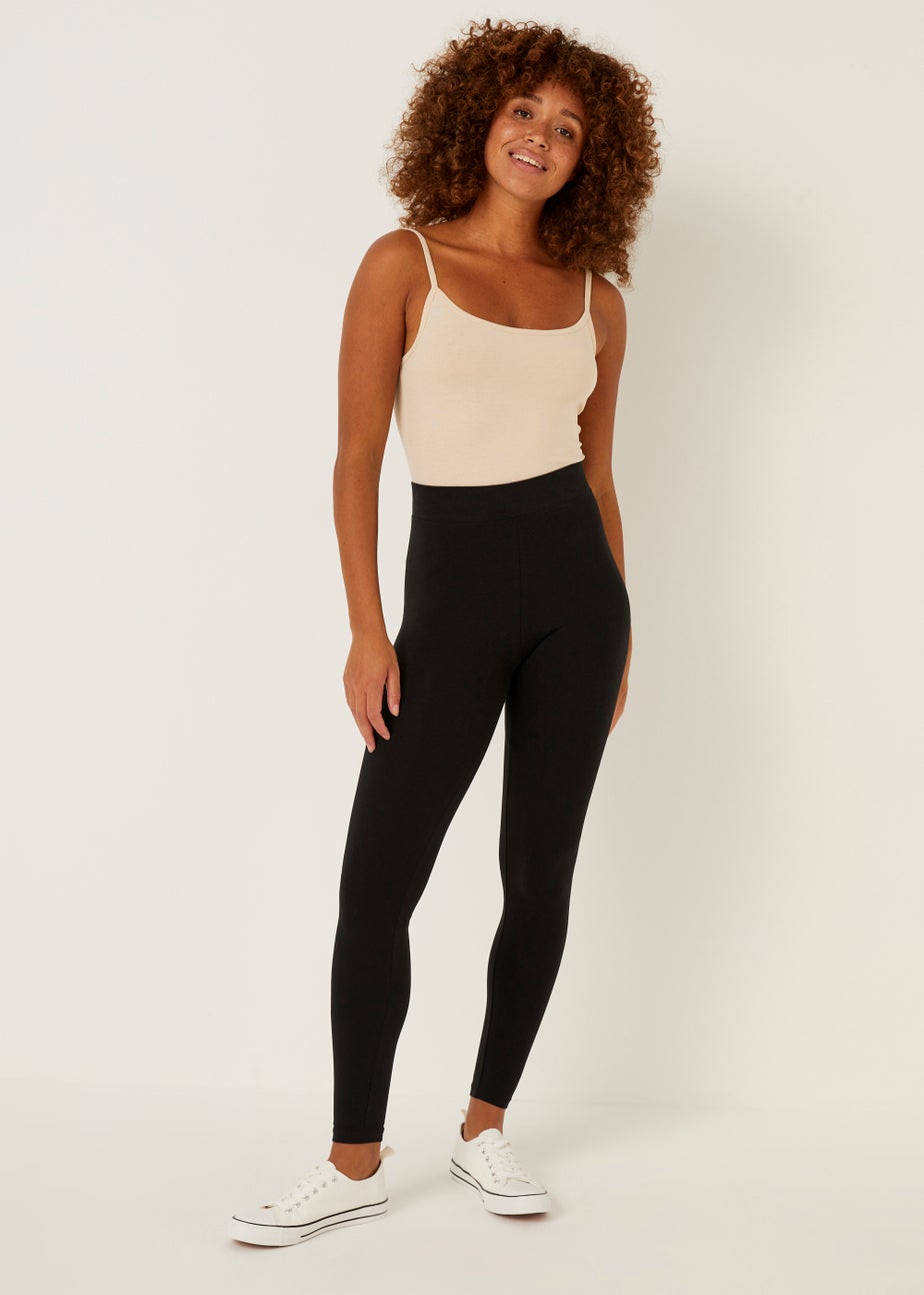 Papaya Petite Black Full Length Cotton Leggings