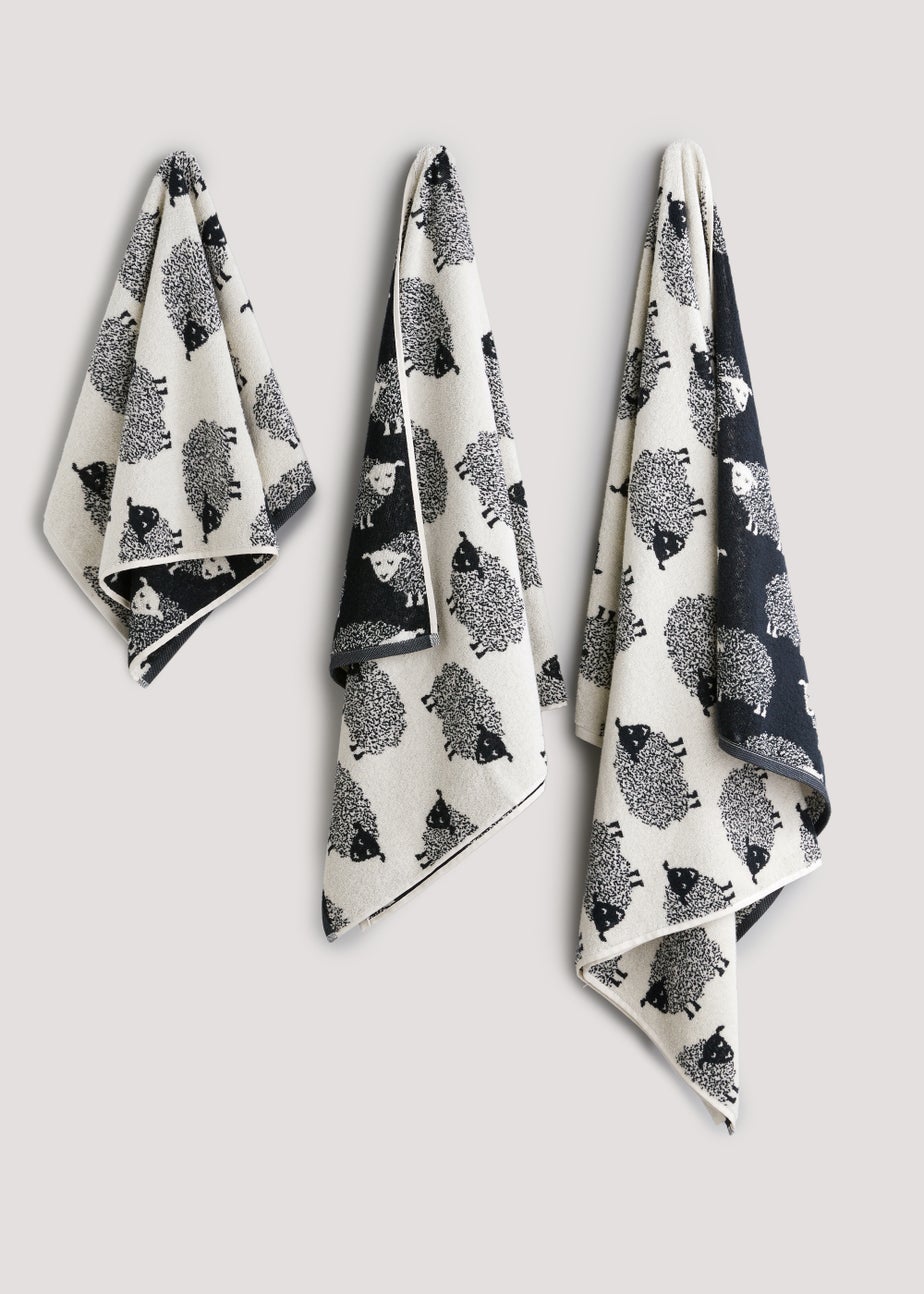 Monochrome Sheep 100% Cotton Towels
