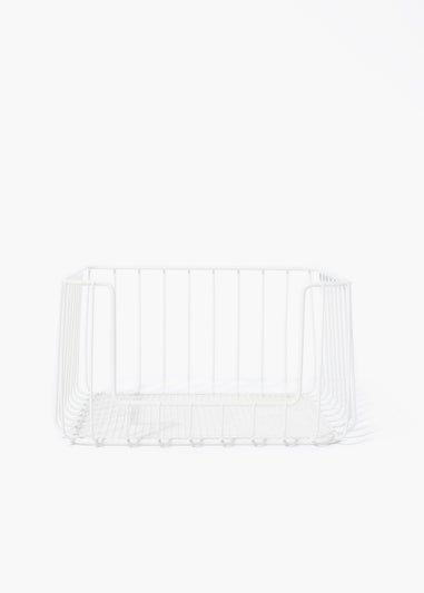 White Wire Stackable Storage Basket