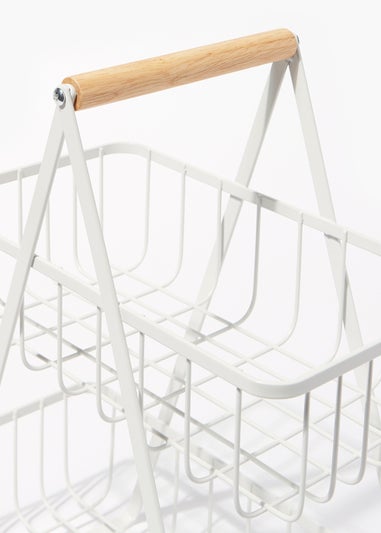 White Wire Two Tier Storage Basket (37cm x 35.5cm x 17cm)