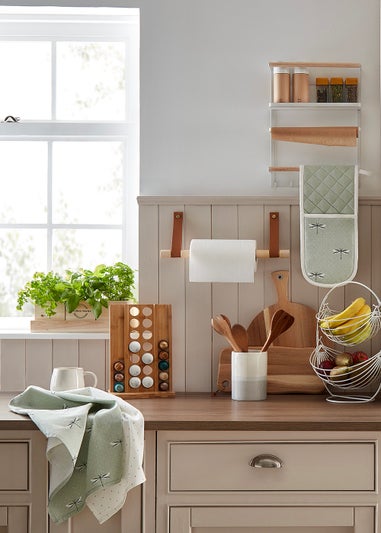 White Wire Two Tier Fruit Basket (40cm x 30cm x 25cm)