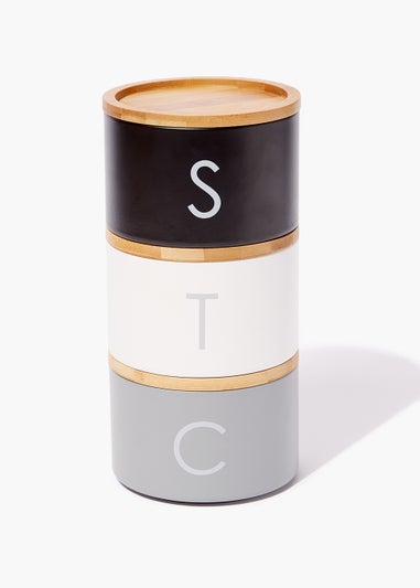 Mono Metal Tea Coffee & Sugar Stackable Canisters