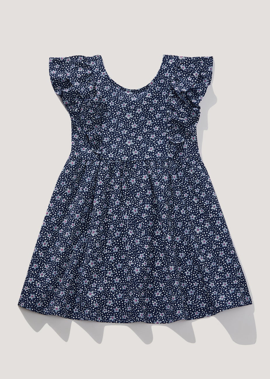 Girls Navy Floral Print Dress (4-13yrs)