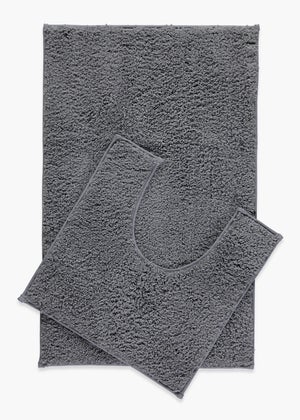Grey Quick Dry Bath & Pedestal Mat