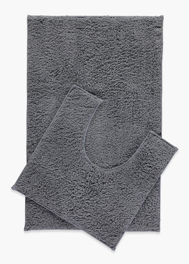 Grey Quick Dry Bath & Pedestal Mat
