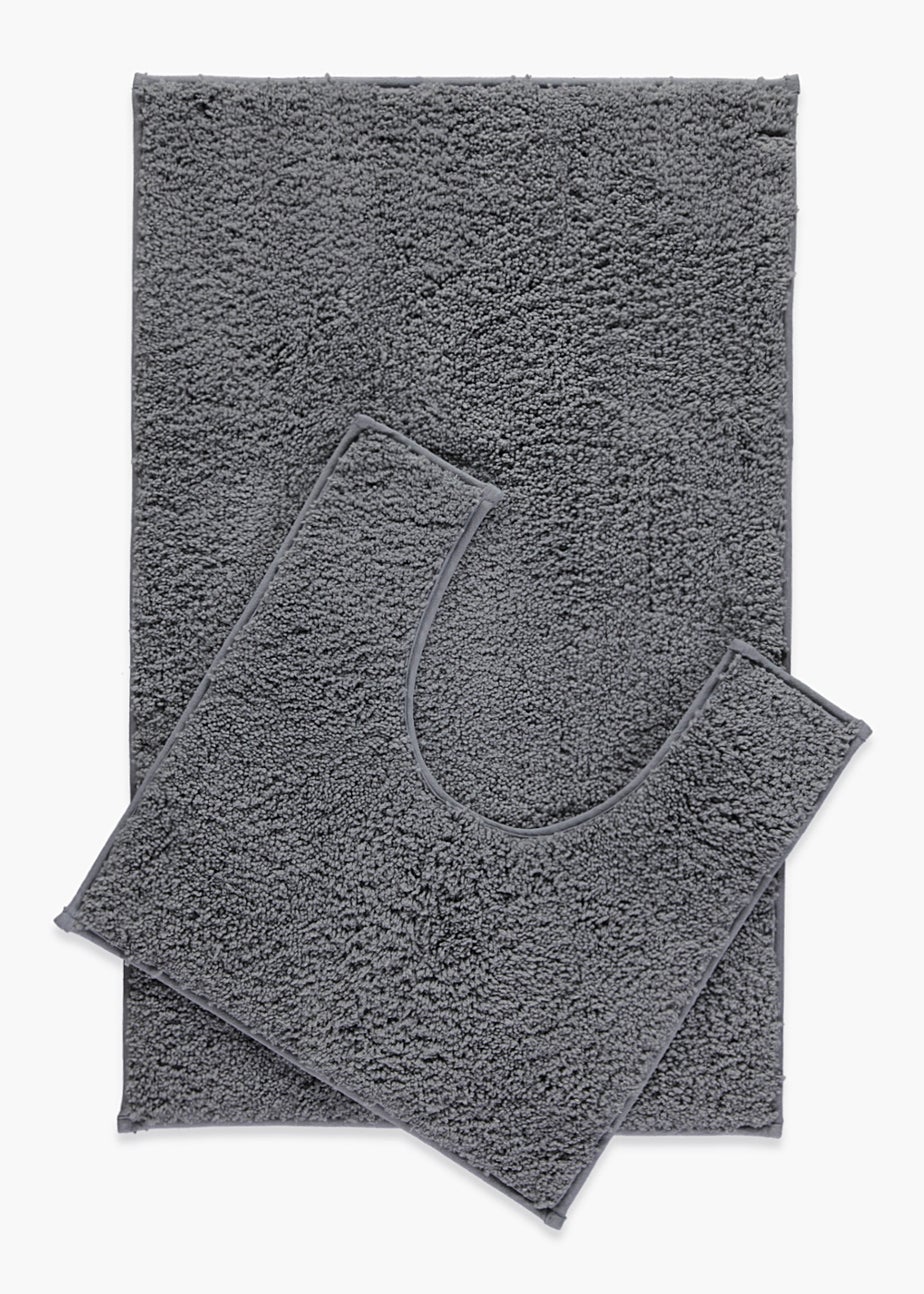 Grey Quick Dry Bath & Pedestal Mat