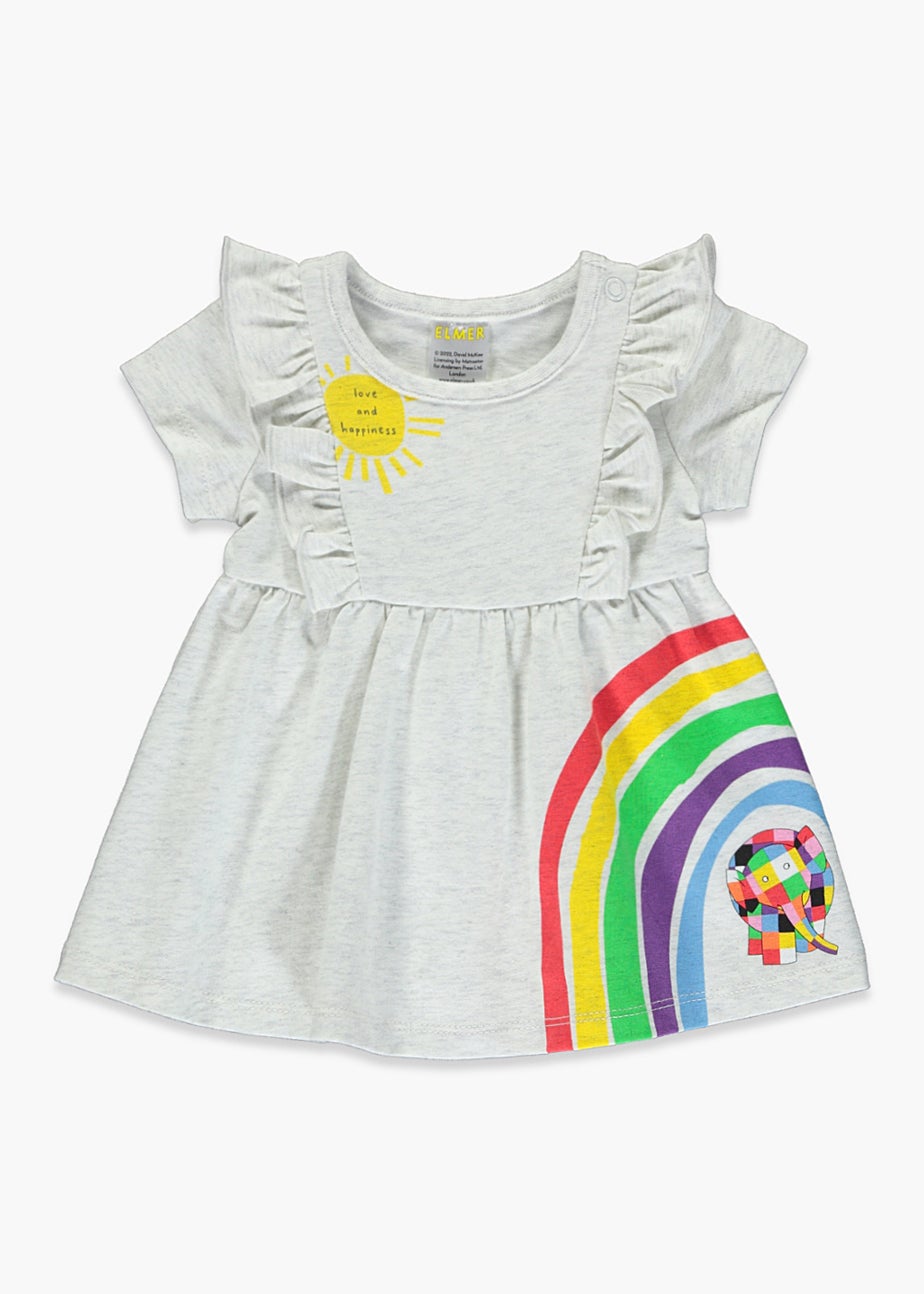 Girls Grey Elmer Dress (Newborn-18mths)