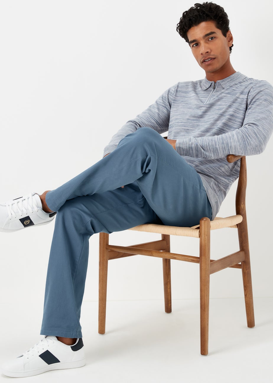 Blue Straight Fit Stretch Chinos